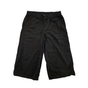 EILEEN FISHER Black Soft Twill Wide Leg Pant Easy Fit Crop Size Large #F16TLL